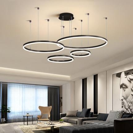吊灯客厅灯现简约创意灯具圆环形艺术大气家用餐厅灯具 led吊灯