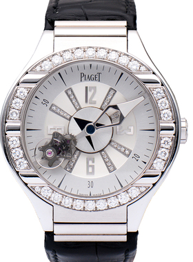 [9.8新]伯爵POLO陀飞轮公价273万白金原镶钻自动机械男表G0A31148