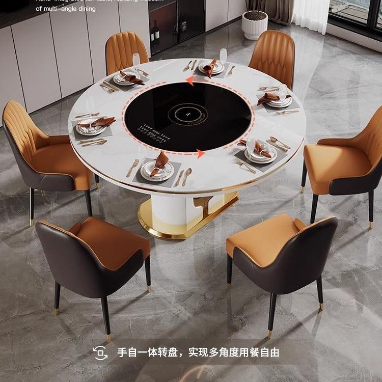 岩板餐桌椅组合家用大小户型现代简约轻奢多功能伸缩可变圆形饭桌