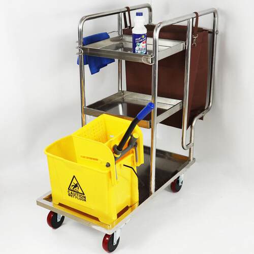 酒店商用不锈钢清洁车多功能保洁车多用途手推物业工具车杂物车