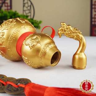 龙头铜葫芦摆件纯铜空心开口黄铜葫芦客厅招财聚财铜胡芦乔迁之喜