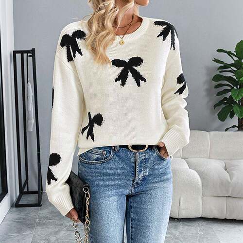 Women's Crew Neck Sweater Casual Long Sleeve Jumper for