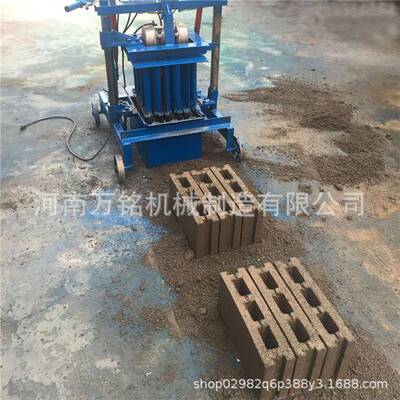 步道石砖机设备质优价廉 万铭小方孔空心砌块机水泥免烧砖机
