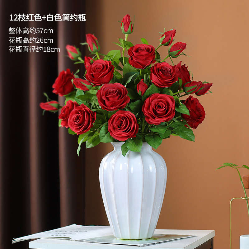 bc10客厅干花电视柜餐桌花花香槟奢摆件摆设轻室内花束红玫瑰