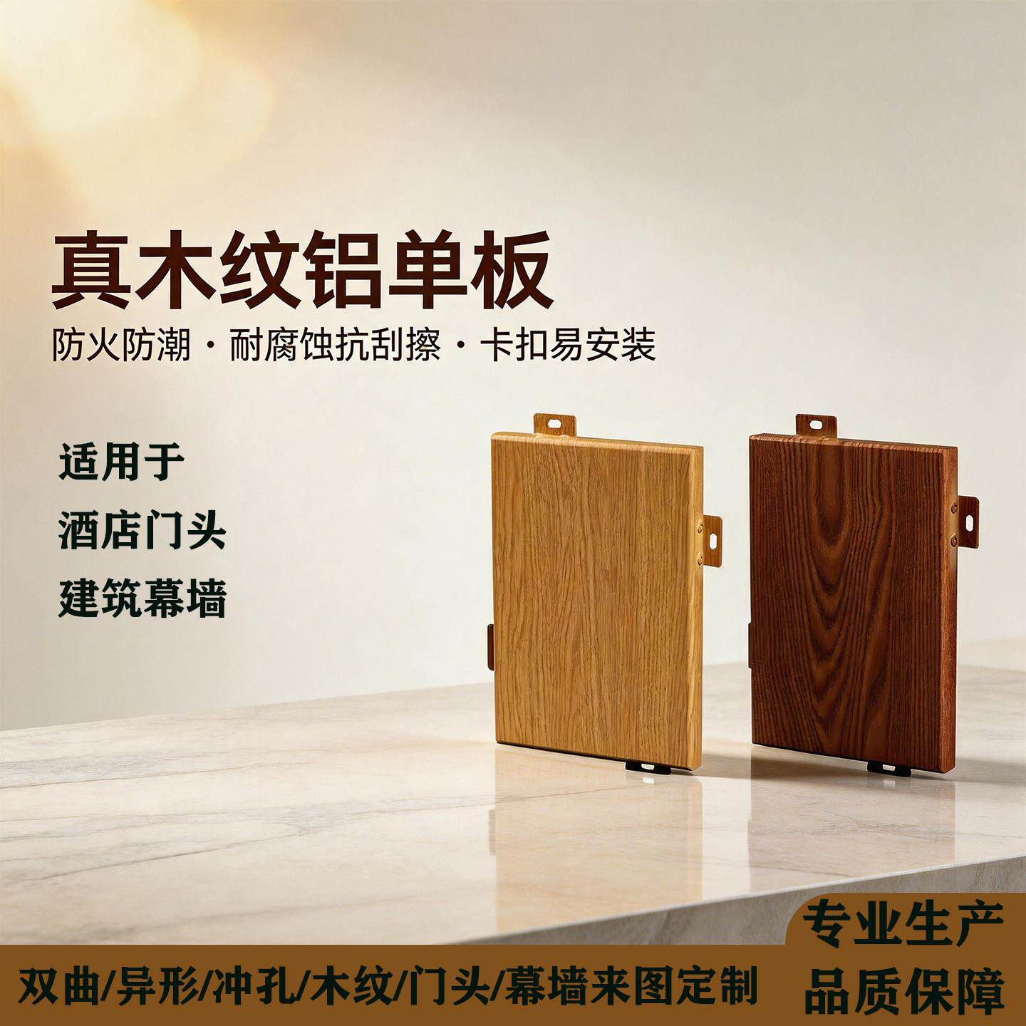 木纹铝单板建筑幕墙酒店门头可定制耐腐蚀抗刮擦防火防潮高端