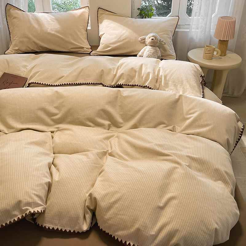 全棉极磨毛单件四套加厚纯棉秋冬保暖被套床简约CBL条纹床上用品
