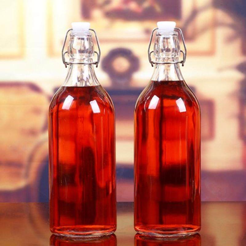 高档1000ML卡扣玻璃密封酒瓶二斤装无铅食品级白酒杨梅酒瓶饮料瓶