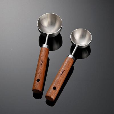 304不锈钢圆底相思木量勺15ml30ml烘焙调料勺定量勺咖啡刻度