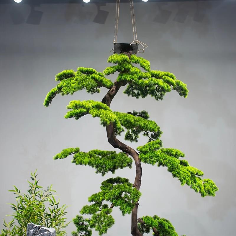 迎客松仿真树松树吊挂式假造景型挂新中式绿UNT植装饰摆件大悬挂