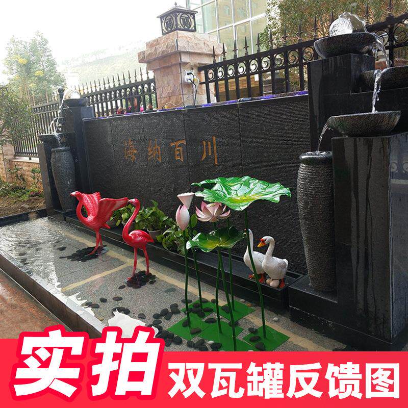 石材流水墙水幕墙花园庭院酒店成品水景喷泉假山鱼池摆件水系小品