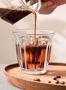 竖纹透明玻璃咖啡杯冰美式拿铁杯高档精致家用牛奶杯dirty水杯子