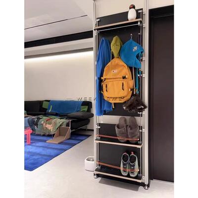 后挂衣架洞洞板展示架置物架落地门收纳屏架铝型材顶天立LPA隔地