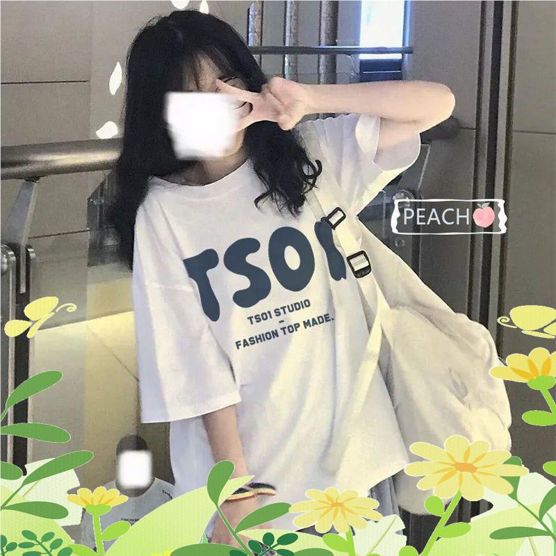 超火小众n新PSI款短袖女学生版宽韩松T恤百i搭上s长袖夏季