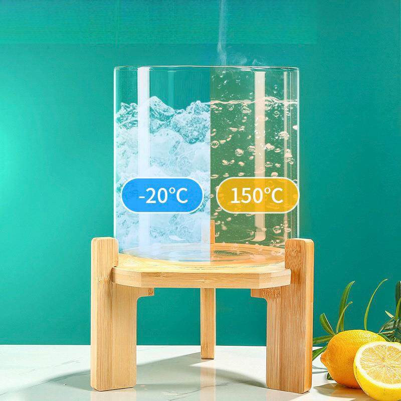 玻花河实力璃冷壶耐高温水带龙头自助料水桶泡茶饮柠檬水果汁鼎凉