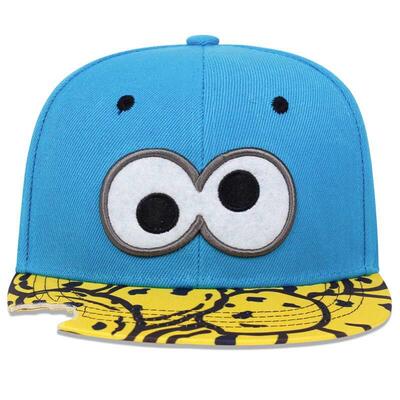 Baseball Cap Cartoon Big Eyes Cookie Bite Blue Snapback Hat