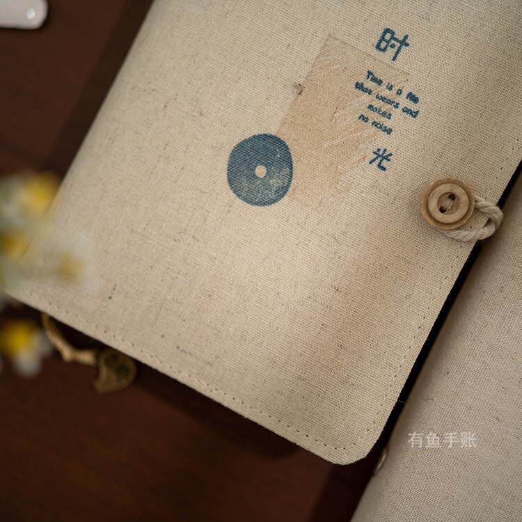棉麻本色布艺面A5A6活页线装纯色简约复古文艺手账笔记事手工本子