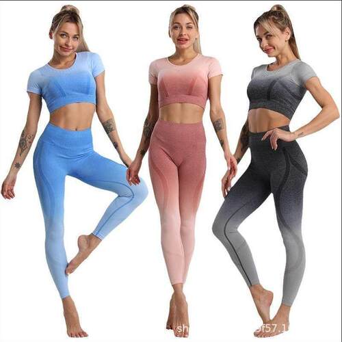 Fitness set, women's running clothes, gradient track and