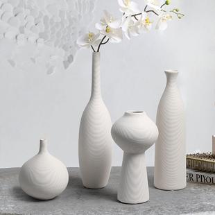 饰品 家居装 细口白色陶瓷小花瓶摆件客厅插花创意干花花器中式 风格