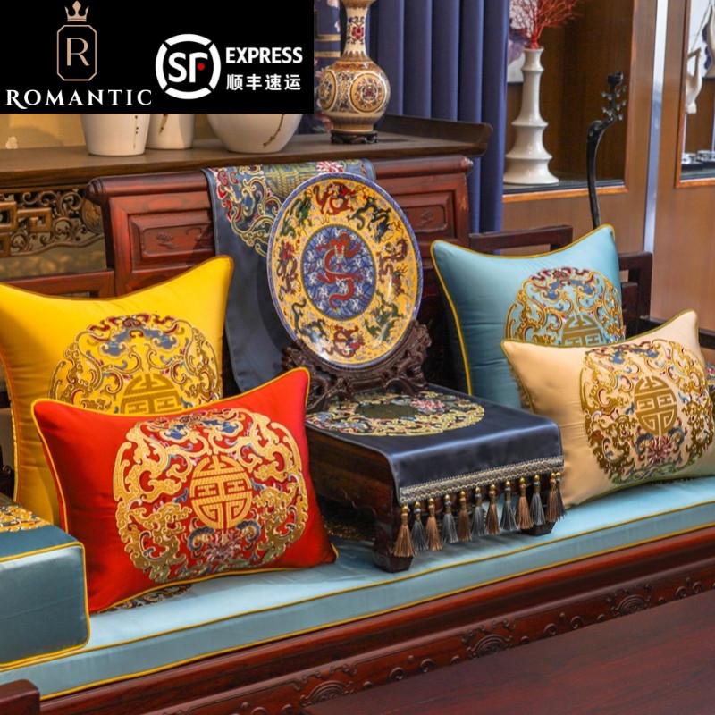 Romantic新中式古典红木沙发坐垫实木家具罗汉床垫五件套防滑定做