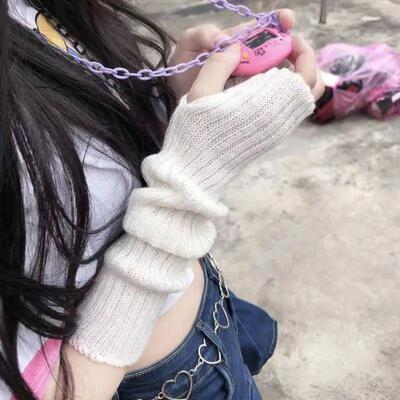 JK Lolita Cosplay Girls Fingerless Gloves Arm Warmers Goth W