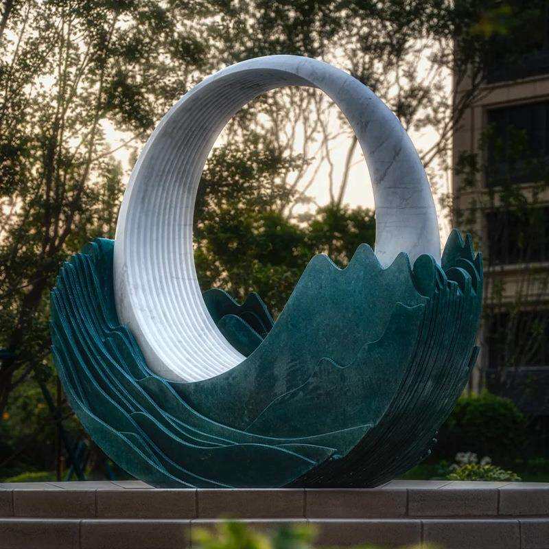 不锈钢摆景观769雕塑月亮月色酒室外装饰塑抽店象不锈钢落地雕件
