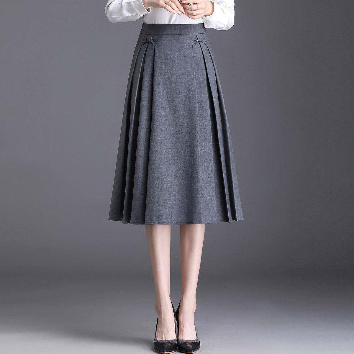 灰色A字西装半裙女2025春秋小个子洋气伞裙半身裙子中长款百褶裙