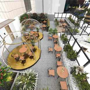 防水防晒室外圆形餐桌简约户外庭院休闲桌椅组合家用露天烧烤桌子