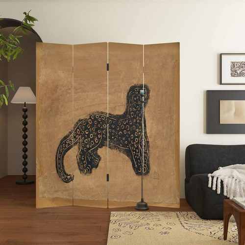 常玉金钱豹屏风隔断客厅现代简约卧室遮挡床边家用可折叠移动折屏
