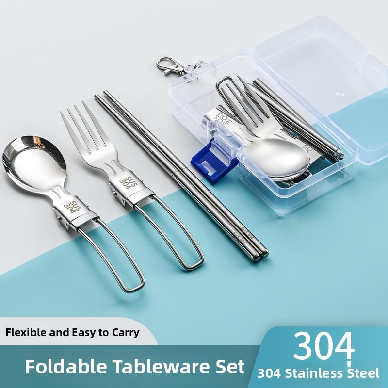 304不锈钢可折叠餐具可折叠勺子叉子筷子学生办公室工作人员户外
