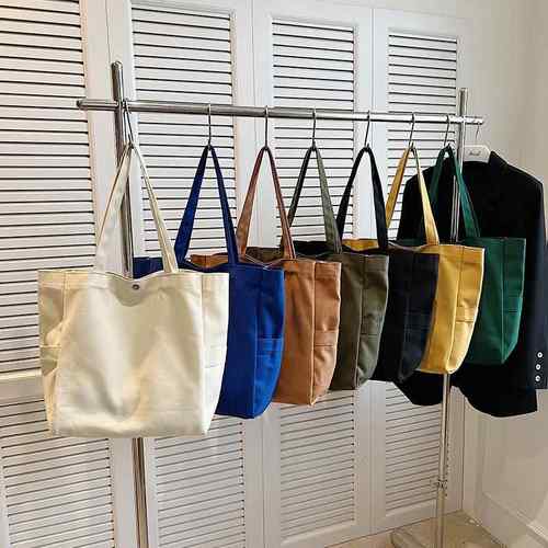 购物袋韩版空白可印字帆布包托特包ins单肩包包女包女士新款包包