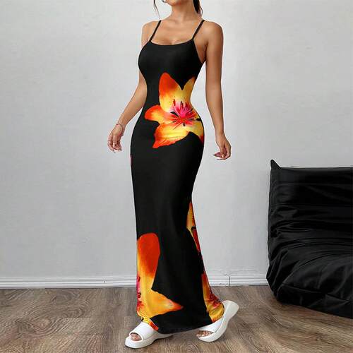 Floral Print Cami Dress Spaghetti Strap Elegant Style
