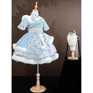 正品藏族舞演出服女20女2蹈4新款少数民族声乐服儿童孩开场藏舞表