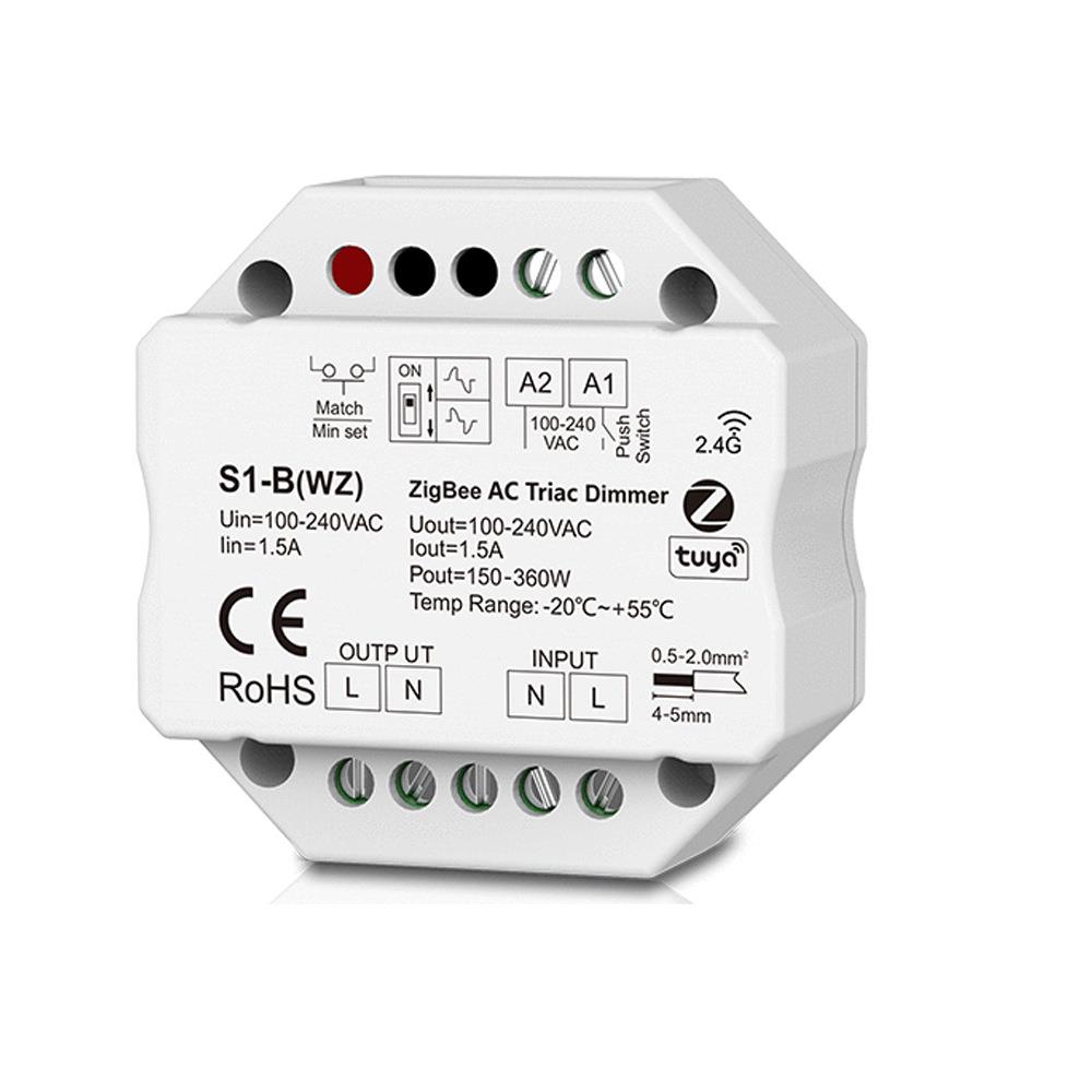 ZIGBEE+RF+Push转可控硅调光器 前后切拨码3秒开关渐变S1-B(WZ)