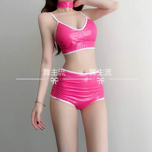 酒吧DS演出服新款女DJ领舞台chic性感辣妹荧光色皮质爵士舞套装