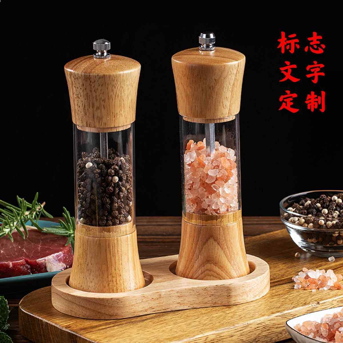 透明橡木调味罐胡椒花椒研磨器西餐烧烤香料瓶手动现磨定制logo,厨房/烹饪用具,调味瓶罐/调料研磨器,淘宝优惠券,粉丝福利购,淘宝优惠卷