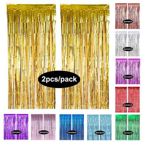 2 Pack Foil Curtain Silver Black Gold Rose Gold Glitter Shim