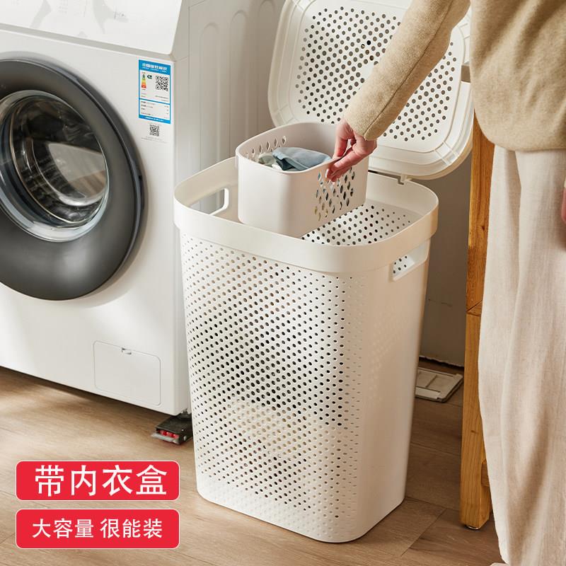 脏衣篮家用大容量浴室洗衣篮子带盖子放脏衣服分区洗澡收纳筐脏衣