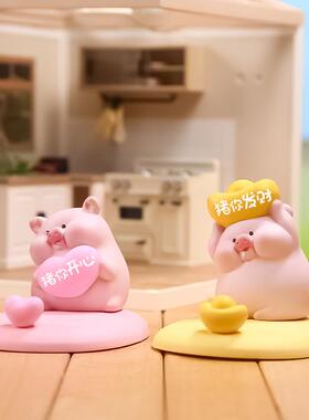 新款可爱猪囡囡粉色卡通手机支架桌面办公室摆件平板懒人支撑架