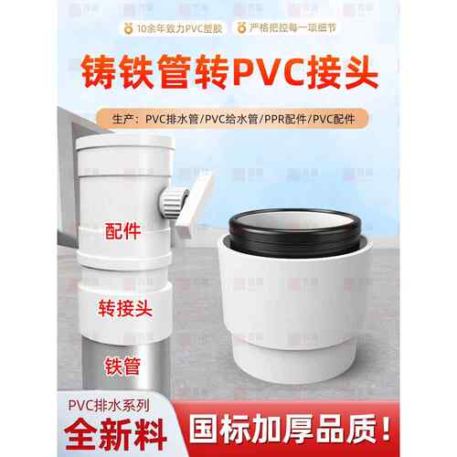 铸铁管转PVC接头110 160内插变径排水配件快速铁管转换接头