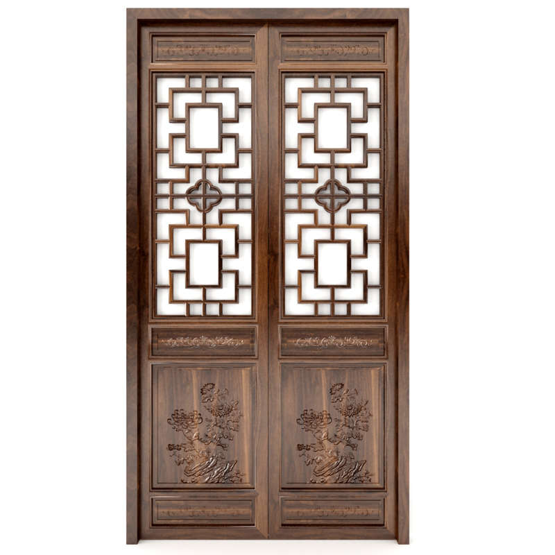 东阳木雕仿古门窗中式隔断屏风背景墙装饰玄关镂空雕花板实木花格