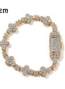 10mm Moissanite Clover Bracelet S925 Silver Iced Out For