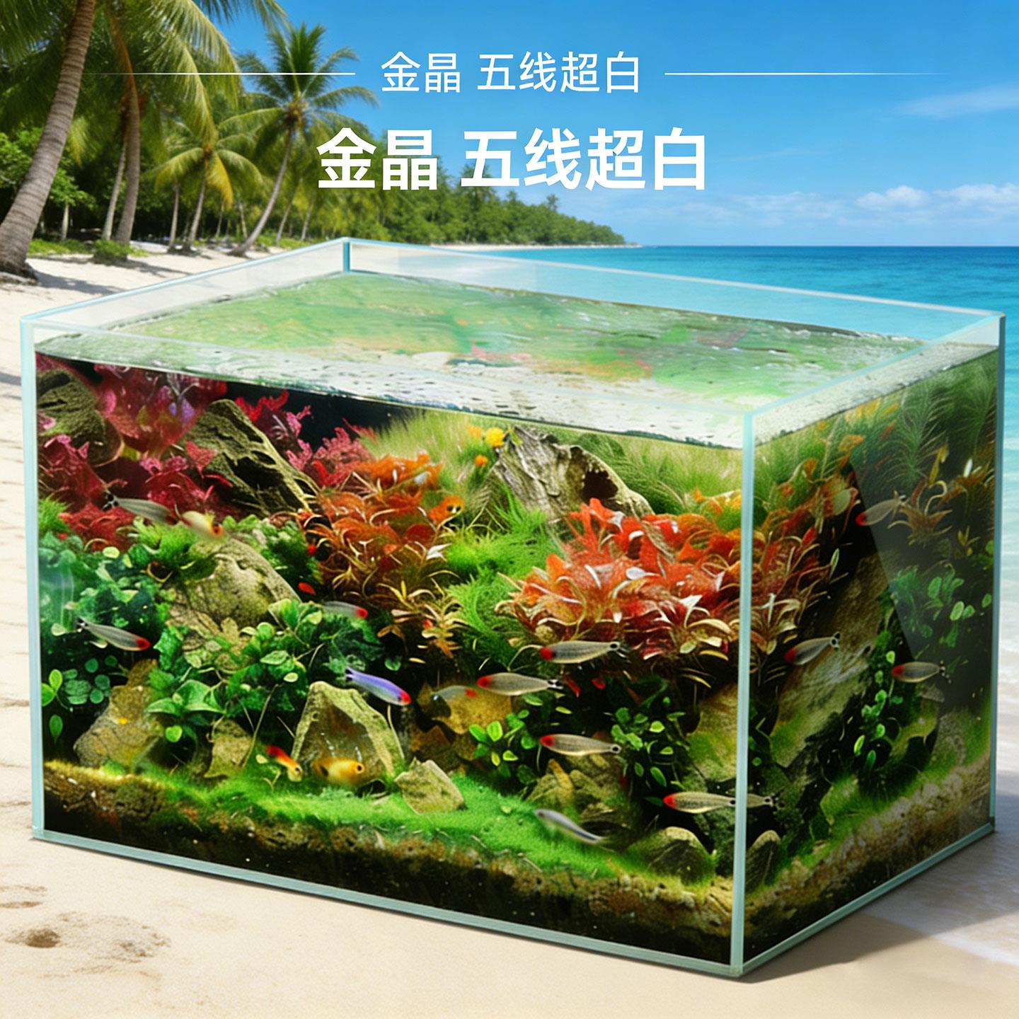 玻璃鱼缸桌面小型鱼缸养鱼专用超白金晶五线鱼缸观赏桌面小鱼缸