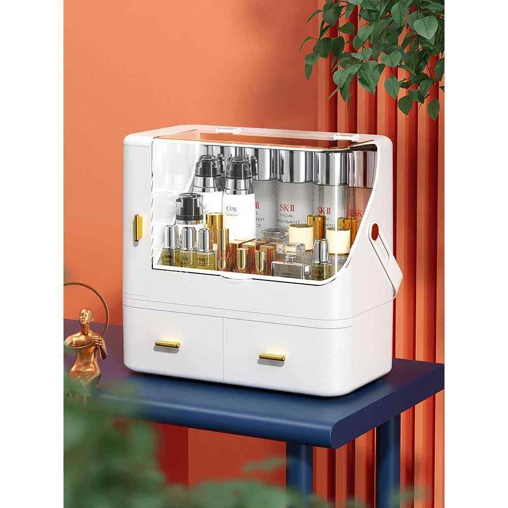 日本进口精工桌面化妆品收纳盒抽屉轻奢梳妆台防尘面膜箱大容量