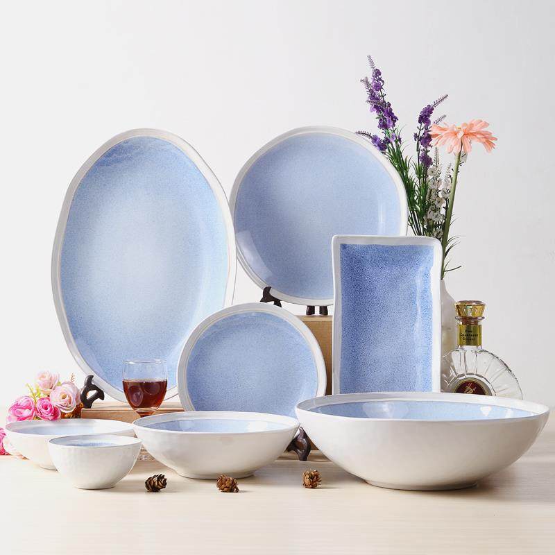 时尚创意色釉陶瓷盘子家用菜盘西餐牛排水果沙拉盘饭店特色菜餐具,餐饮具,盘,淘宝优惠券,粉丝福利购,淘宝优惠卷