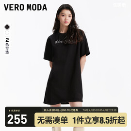 Vero Moda连衣裙2024春夏休闲舒适潮流宽松圆领