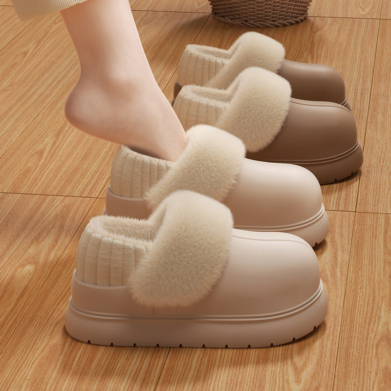 秋冬季新款eva防水棉拖鞋女款加绒保暖厚底防滑踩屎感可拆卸棉鞋