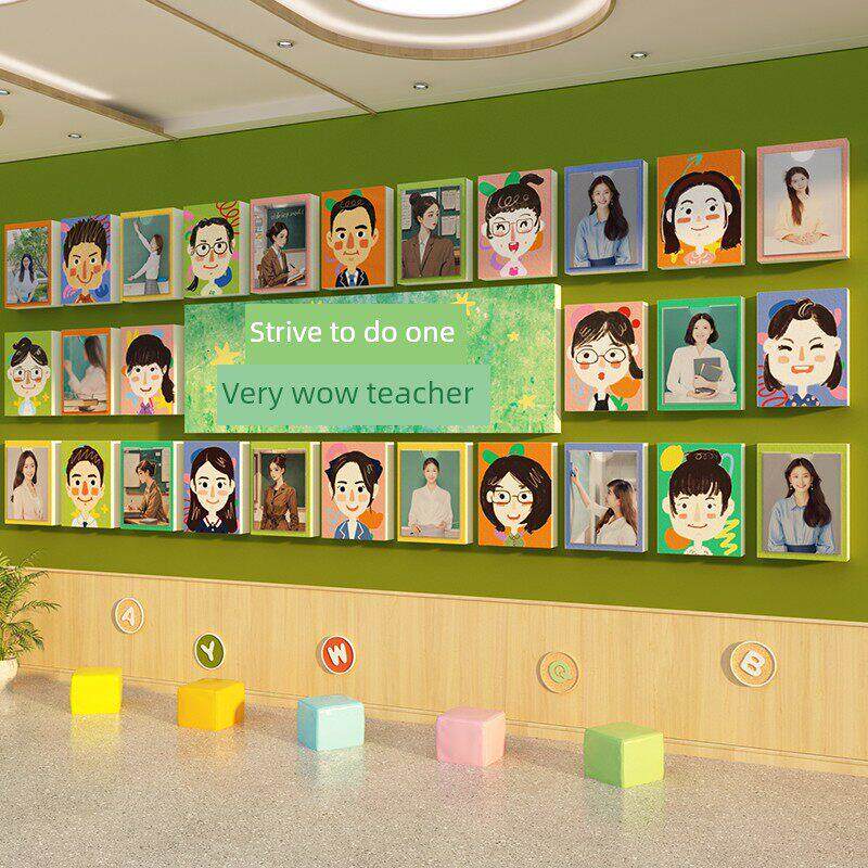 教师简介风格展示照片墙装饰幼儿园环境创新主持班走廊文化材料