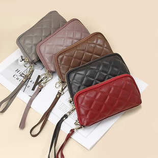 菱格车缝线气质大容量手抓包女款 新款 女士钱包时尚 韩版 手拿包 长款