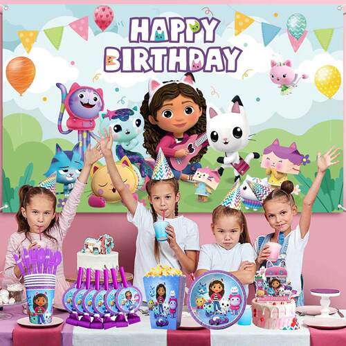 Cartoon Gabby Dollhouse Baby Shower Decoration Girl Birthday