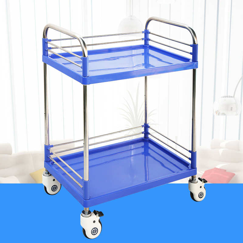 ABS钢塑小推车美容院推车手推移动工具车 不锈钢手术器械台小推车